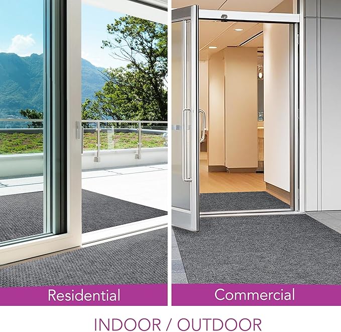 iCustomRug Spartan Weather Warrior Indoor/Outdoor Utility Berber Loop Carpet Runner with Non-Slip Thermoplastic Rubber Backing, 3ft X 62ft in Grey