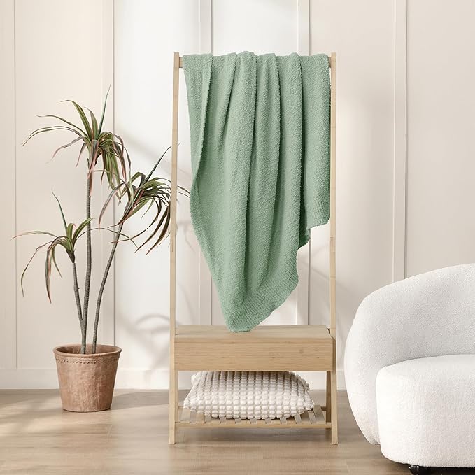 JOOJA Throw Blanket for Couch Super Soft Blankets for Bed Comfy Cozy Blanket Knit Fuzzy Plush Fleece Blanket Gift for Women Lightweight Blanket for Living Room Sofa 50 x 60 Inches Sage