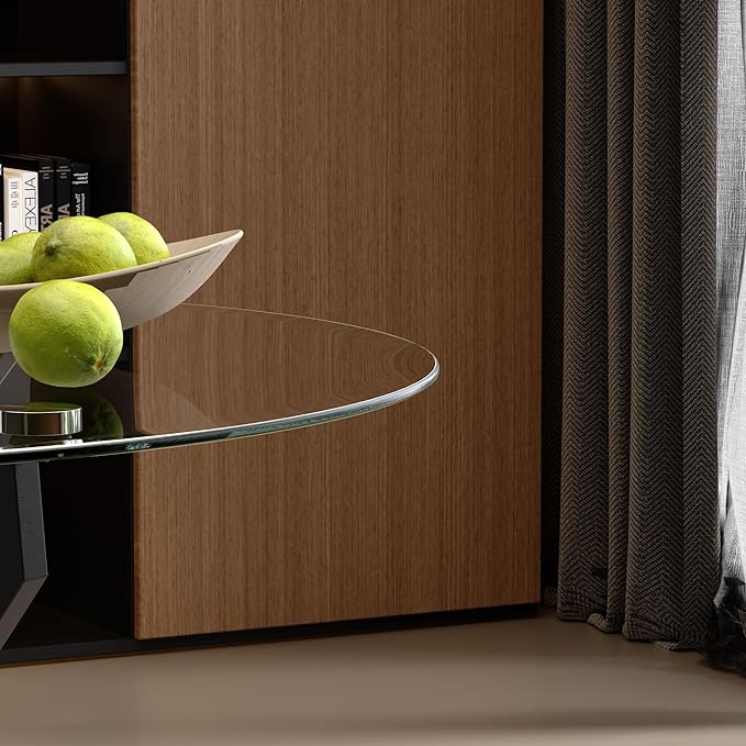 Glass Dining Table Modern Kitchen Table with Black Metal Legs 36 Inch Small Round Dining Table for Apartment Kitchen Dining Room