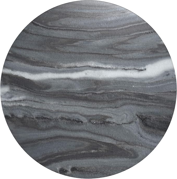 SIMPLIHOME Demy 18-inch Wide Metal Accent Table in Black Marble/Black Metal, Round Side Table with Slatted Base for Living Room, Bedroom, or Entryway, Industrial Style, Assembled