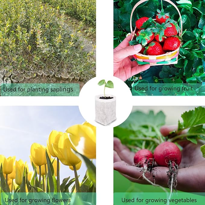 gardtree Plant Nursery Bags 4.7 * 5.5 inches 200PCS, Non-Woven Plant Grow Bags Fabric Seedling Starter for Vegetable Flower Fruit Saplings Tree, Home Garden Supply