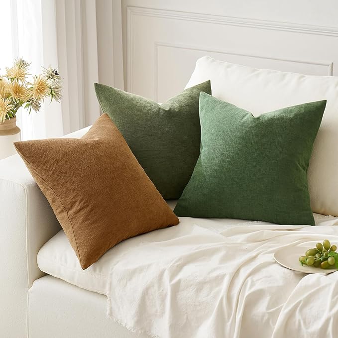 MIULEE Bronze Couch Pillow Covers 20x20 Inch, Set of 2 Soft Chenille Decorative Square Throw Pillow Covers Farmhouse for Sofa Living Room Bed