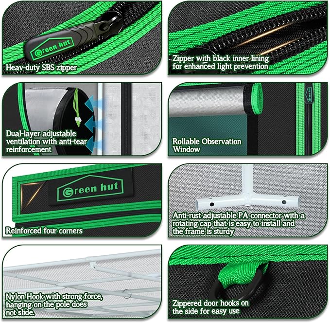 Grow Tent 96"x96"x78", High Reflective Mylar Dark Room with Observation Window, Removable Floor Tray and Tool Bag for Indoor Plant Growing 8'X8