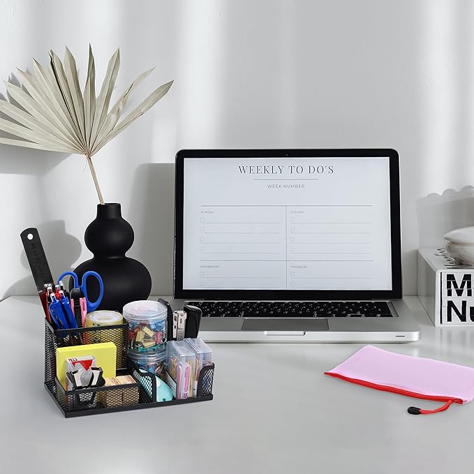 39pcs Office Supplies Set - Desk Accessory Kit with Pen Holder Stapler Staples Staple Remover and Paper Clips - Complete Office Stationery Set for Home or Work