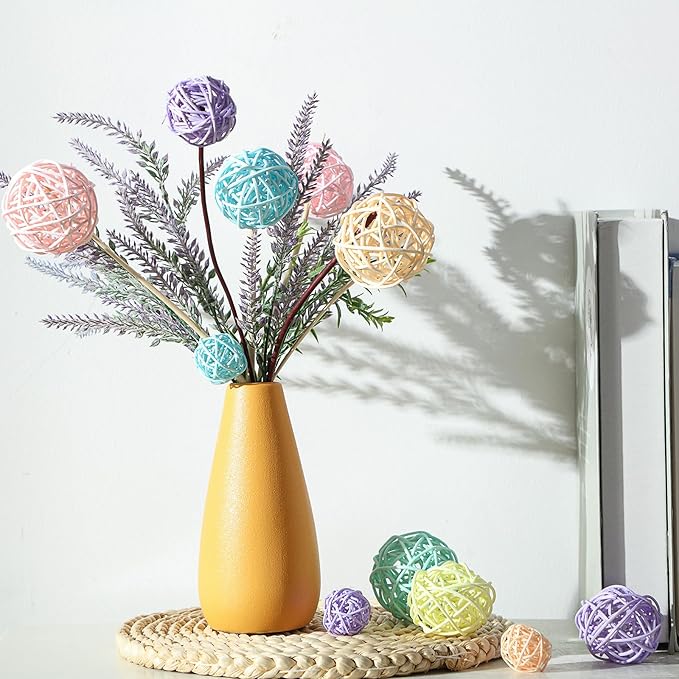 Patelai 36 Pcs Wicker Rattan Balls Decorative Balls for Vase Centerpiece Bowls Orbs Filler for Home Decor,4 Sizes