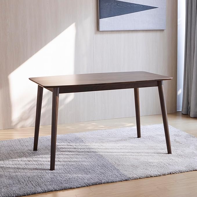 Livinia Aslan 47" Malaysian Oak Rectangular Wooden Dining Table/Solid Wood Kitchen Desk (Walnut)