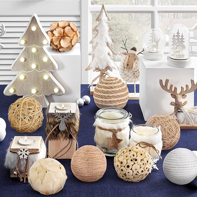 Set of 8 Decorative Balls for Bowls，2.36 inch Wicker Rattan Balls Decorative Orbs，vase fillers for centerpieces，Bowl fillers for Home Decor (8)