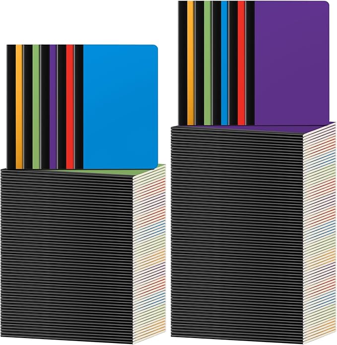 Handepo 100 Pack Composition Notebooks A5/A6 Ruled Lined Composition Kraft Notebooks Bulk Soft Cover Journals Travel Diary Memo for Students Classroom Office Supplies(A5,Stylish Color)