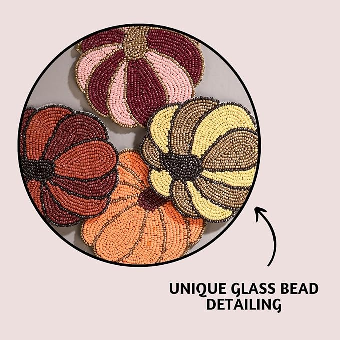 Folkulture Coasters Set of 4 | (4") Fall Coasters for Farmhouse Decor or Fall Table Decor | Boho Costers for Thanksgiving Decorations | Autumn Decor or Fall Stuff for Home | Rustic Bar Coaster Set