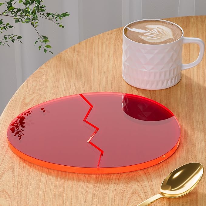 Acrylic Coaster Decorative Plates,Office Desk Accessories, Clear Dinosaur Egg Shape Coffee Cup Decor, Perfect for Tabletop Protection and Display.