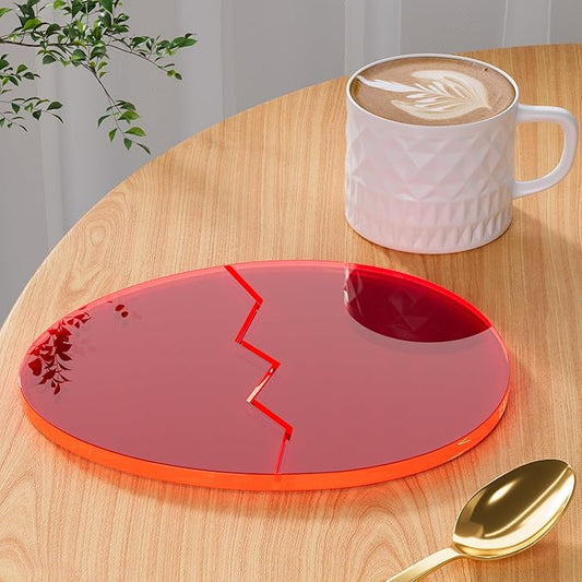 Acrylic Coaster Decorative Plates,Office Desk Accessories, Clear Dinosaur Egg Shape Coffee Cup Decor, Perfect for Tabletop Protection and Display.