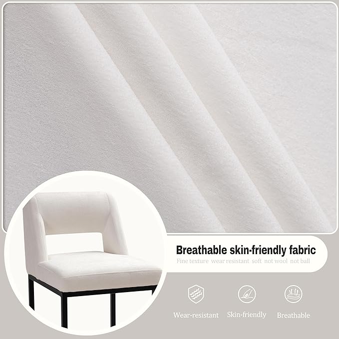 Black and White Counter Height Bar Stools Set of 6 for Kitchen Counter Modern Bar Chairs with Backs for Kitchen Island with Upholstered Fabric Seat and Metal Frame, 26 Inch