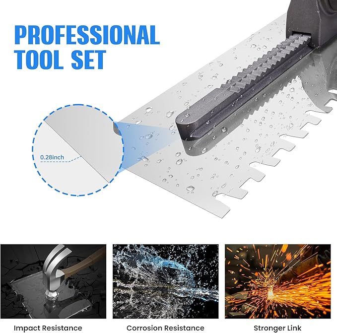 Switchable Notch Trowel Set 8-Piece Kit - Time-Saving No-Swap System, Professional Stainless Steel Tile Tools Ergonomic Grip, for Floor & Wall Tile, Cement, Concrete, Masonry Work