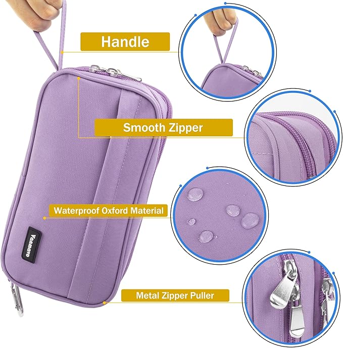 Pencil Case Big Capacity Pen Pouch Large Storage Holder Marker Pen Bag Durable 3 Compartment School Office Desk Organizer Portable Cute Zipper Stationery for Kids Teen Student Boys Girls Adults