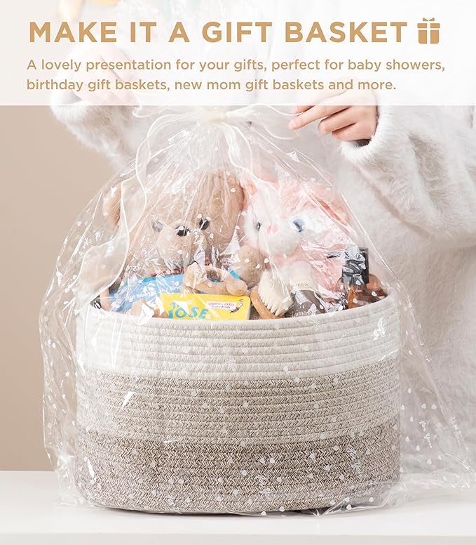 UBBCARE 3-Pack Woven Rope Shelf Baskets - 15x10x9in Decorative Storage Basket for Toys, Kids Playroom, Closet Organization & Cube Storage Organizer | Gift Basket Empty, Gradient Brown