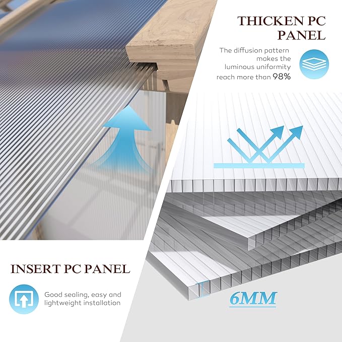 MUPATER 8 x 14FT Walk-in Wooden Greenhouse for Outdoor, Heavy Duty Green House Kit with Ventilated Window & Lockable Door, Greenhouse for Outside Garden, Backyard, Patio, Lawn