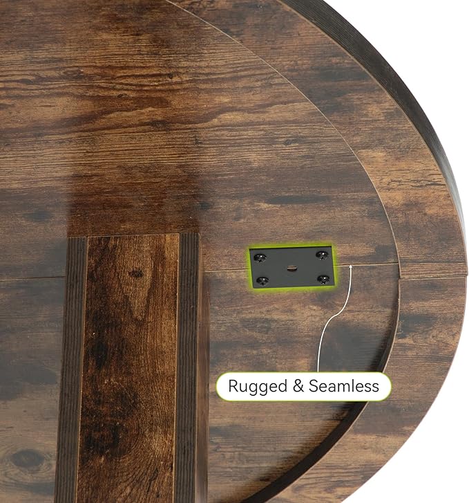 LITTLE TREE 39-Inch Round Dining Table for 4, Small Farmhouse Kitchen Dinner Table with Storage, 2-Tier Wooden Kitchen and Dining Room Furniture, Rustic Brown