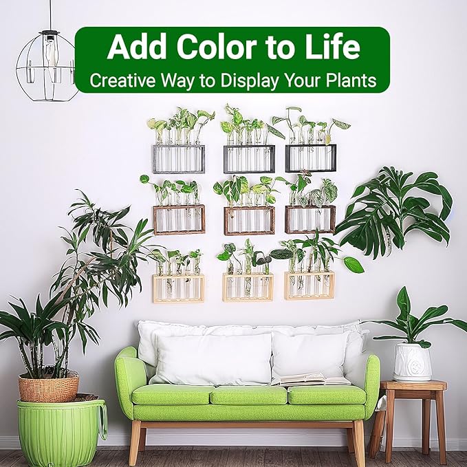 Propagation Station, Plants Terrarium, Plants Lover Gifts for Women,Plant Cutting Holder Home décor,Gifts for Women,House Warming New Home-5 Tubes-Beige