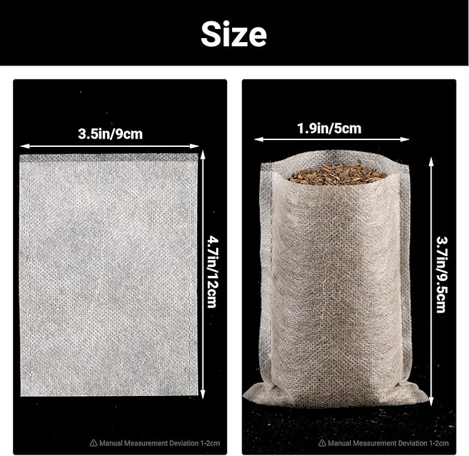 Plant Nursery Bags, 200PCS 3.5"x4.7" Non-Woven Plant Seeding Grow Bags, Vegetables Fabric Seedling Bag Pots Planting Transplant Grow Pouch Home Garden Supply