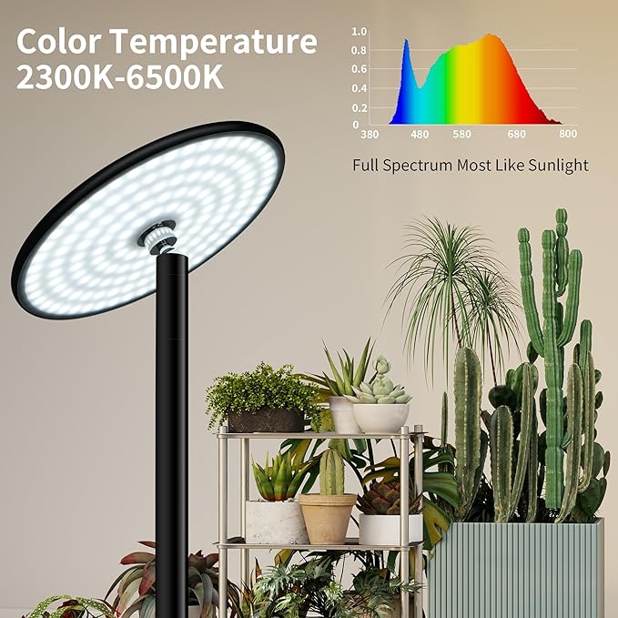 chiphy Grow Lights, 85" Full Spectrum Plant Light for Indoor Plants, 4/8/12H Timer, 60W Grow Lamp, 10 Dimmable Brightness, Height Adjustable, Remote Control, Ideal for Large Tall Plants