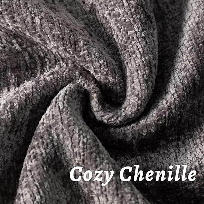 Grey Decorative Throw Pillow Covers 18x18 Inch Set of 2 Cozy Soild Chenille Cushion Cases Soft Textured Square Couch Pillows Cover Boho Accent Farmhouse Pillowcases for Sofa Bed