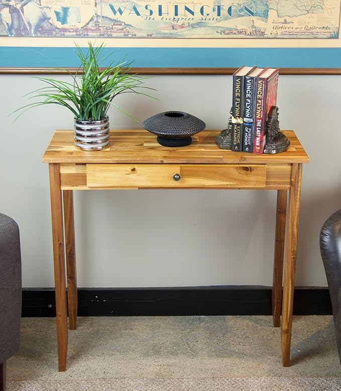 Solid Acacia Console Table w/Drawer