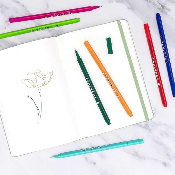 PAPERAGE Blank Journal Notebook, (White), 160 Pages, Medium 5.6 in x 8 in - 100 GSM Thick Paper – Hardcover Journaling Notebook for Work, School, Note Taking or Sketching