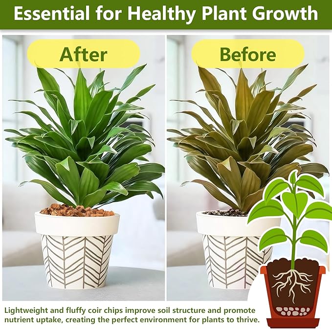 Legigo 1.1 LB Coco Husk Chips for Plants- 100% Organic Coconut Coir Chips Brick with Low EC & PH Balance, Compressed Coconut Substrate Coco Chips Mulch Medium for Garden, Flowers, Plants