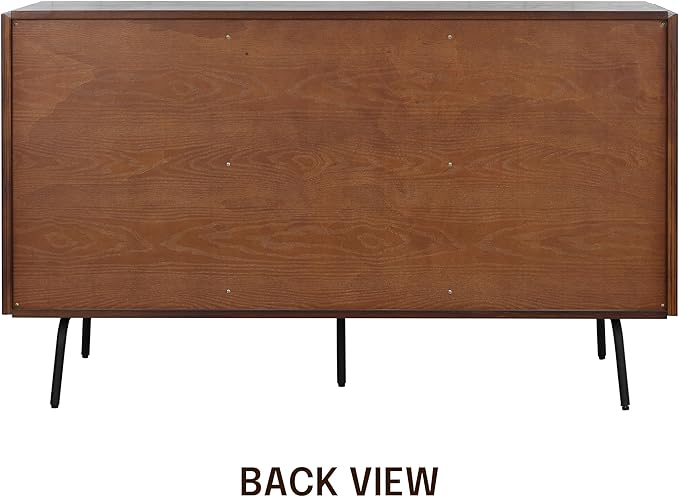 NTC Veil Sideboard with 2 Doors and 3 Drawers, Buffet Cabinet with Vertical Groove Design and Metal Legs, Storage Cabinet for Living Room, and Entryway, Effortless Assembly - Dark Walnut