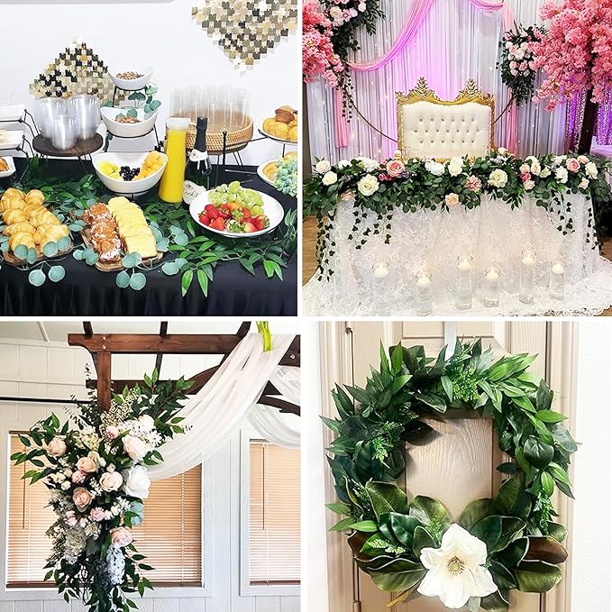 3 Strands Artificial Italian Ruscus Vines 78" Silk Italian Ruscus Greenery Garland with Green Leaves Faux Greenery Vines Stems for Table Centerpieces Wedding Arch Flowers Home Decor