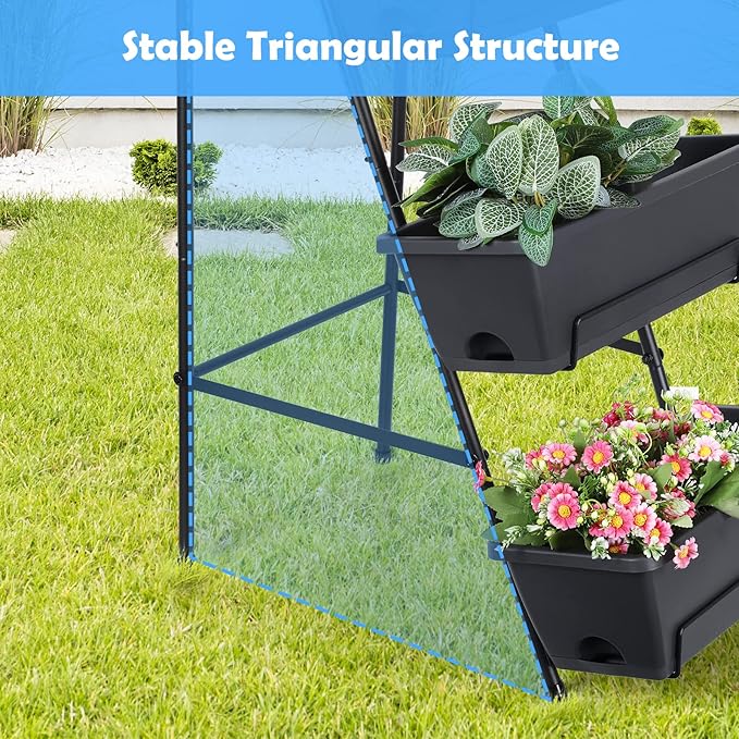 OYEAL Raised Garden Bed 4 Tier Vertical Garden Planter Indoor Outdoor Raised Planter Box with Legs Elevated Herb Garden Planters for Flowers Vegetables Plants, Grey