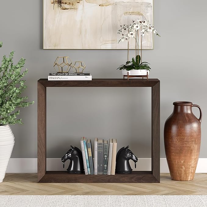 Henn&Hart 36'' Wooden Rectangular Console Table Entryway Table, Sofa Table for Entryway, Living Room, Couch, Hallway, or Office, Alder Brown