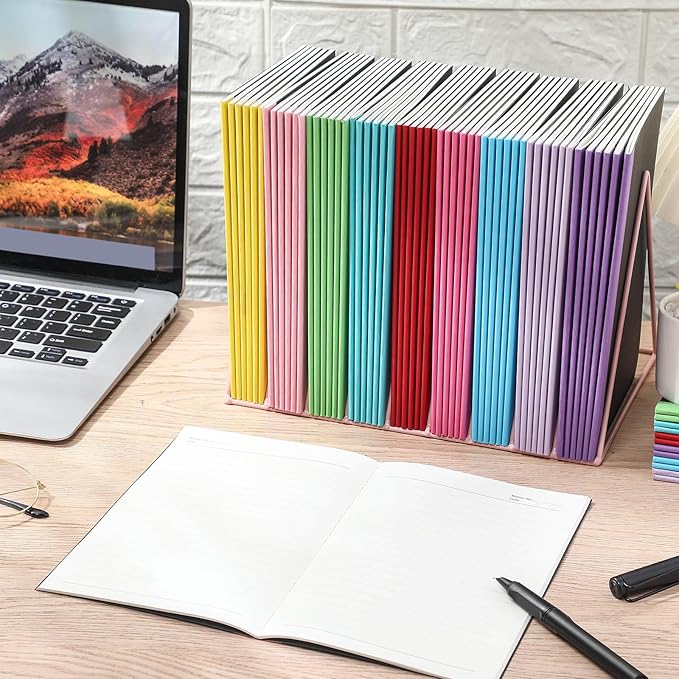 Handepo 100 Pack Composition Notebooks A5/A6 Ruled Lined Composition Kraft Notebooks Bulk Soft Cover Journals Travel Diary Memo for Students Classroom Office Supplies(A5,Novel Color)