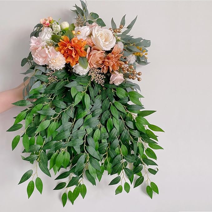 32pcs Italian Ruscus Greenery Stems 68cm Faux Greenery Stems Artificial Green Leaf Garland for Wedding Bouquet Flowers Filler Table Centerpieces Balloon Arch Home Decor