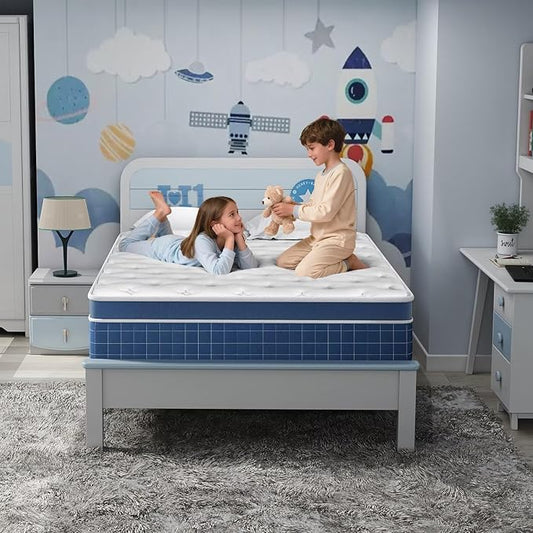 Twin Size Mattress in a Box 14 Inch Hybrid Mattress [Enhanced Stability], Medium Firm Feel with Memory Foam and Pocket Springs, Reinforced Edge Support