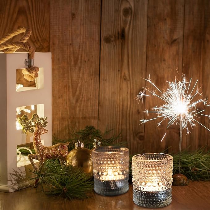 Clear Votive Candle Holders Set 24 PCS Hobnail Glass Tealight Candle Holders for Spring Decor, Easter, Weddings, Birthday Table Centerpiece Decorations