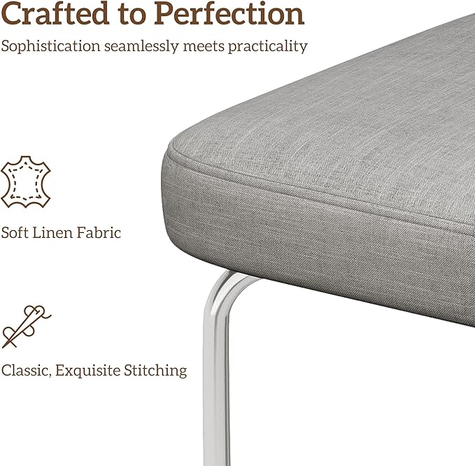 Counter Height Bar Stools Set of 3, 26" Gray Fabric Kitchen Counter Stools with Backs, Metal Legs, Footrest and Wide Seat, Bar Chairs for Kitchen Island