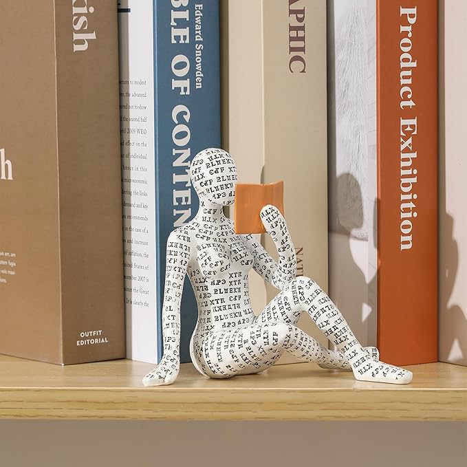 GRAPMKTG Home Decor Pulp Reading Women Thinker Statue Aesthetic Sculpture Room Decor Modern Abstract Decoration on Shelf Table Desk for Living Room Office Bedroom K