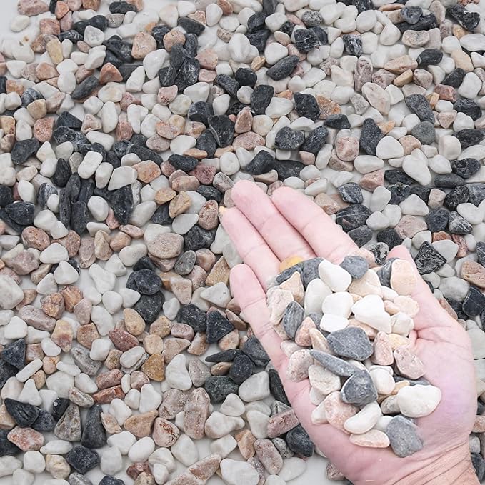 12LB Succulent & Cactus Gravel Pebbles,1/4-3/8 Inch Natural Polished River Rocks Decorative Stones for Succulent Planters,Cactus Pots,Vases,Aquariums,Outdoor Gardening Mixed Colors