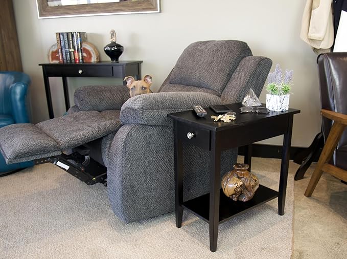 2-Tier Solid Acacia Recliner Table w/Drawer