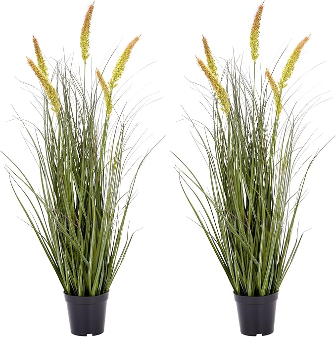 Green Onions Fake Plants,Artificial Plants Indoor, Fake Grass Decor Green Plant Fake Outdoor Flowers Fake Succulents,Artificial Tall Grass Plants with Pots House Decorative(36“ 2 Pack)