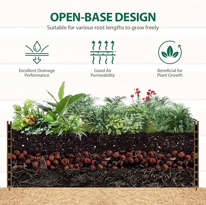 Vertical Screen Planter Bed - Raised Garden Box with Trellis for Climbing Plants, Durable Privacy Fence Planter for Outdoor, Patio, Deck Aluminum Frame, Beige