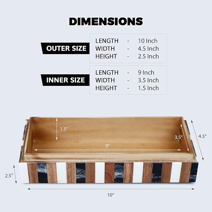 Handicrafts Home Handmade Decorative Storage Box with Lid- Jewelry Storage, Memory Keepsake, Gift Box for Women, Marquet Cosmo Pattern, Resin Inlay & Wood-Modern Decor Cajas Organizadora-10X4.5X2.5 In