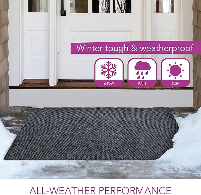 iCustomRug Spartan Weather Warrior Indoor/Outdoor Utility Berber Loop Carpet Runner with Non-Slip Thermoplastic Rubber Backing, 3ft X 6ft in Charcoal