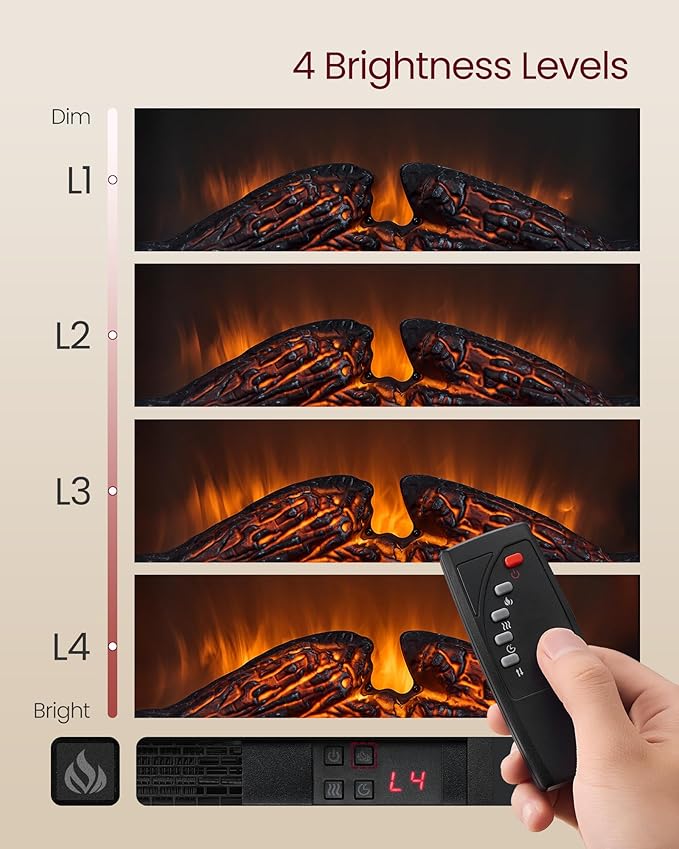 VASAGLE Fireplace TV Stand for TVs up to 65 Inches, 18-Inch ELectric Fireplace with Remote, Farmhouse Entertainment Center, Media Console Table for Living Room, Rustic White and Honey Brown ULTV540W01