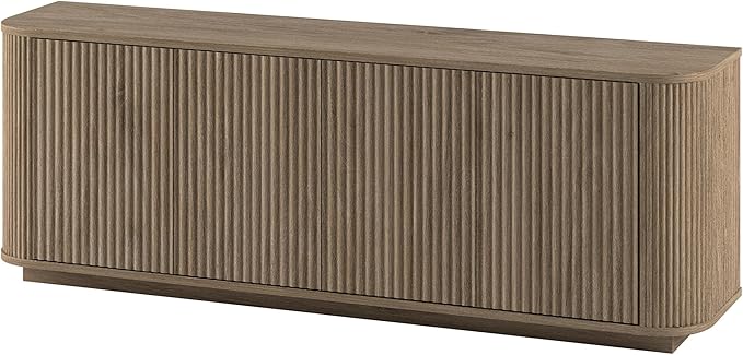 Henn&Hart Rectangular TV Stand for TV's up to 75" in Weathered Gray, for Home, Living Room, Bedroom, Entertainment Room, Office