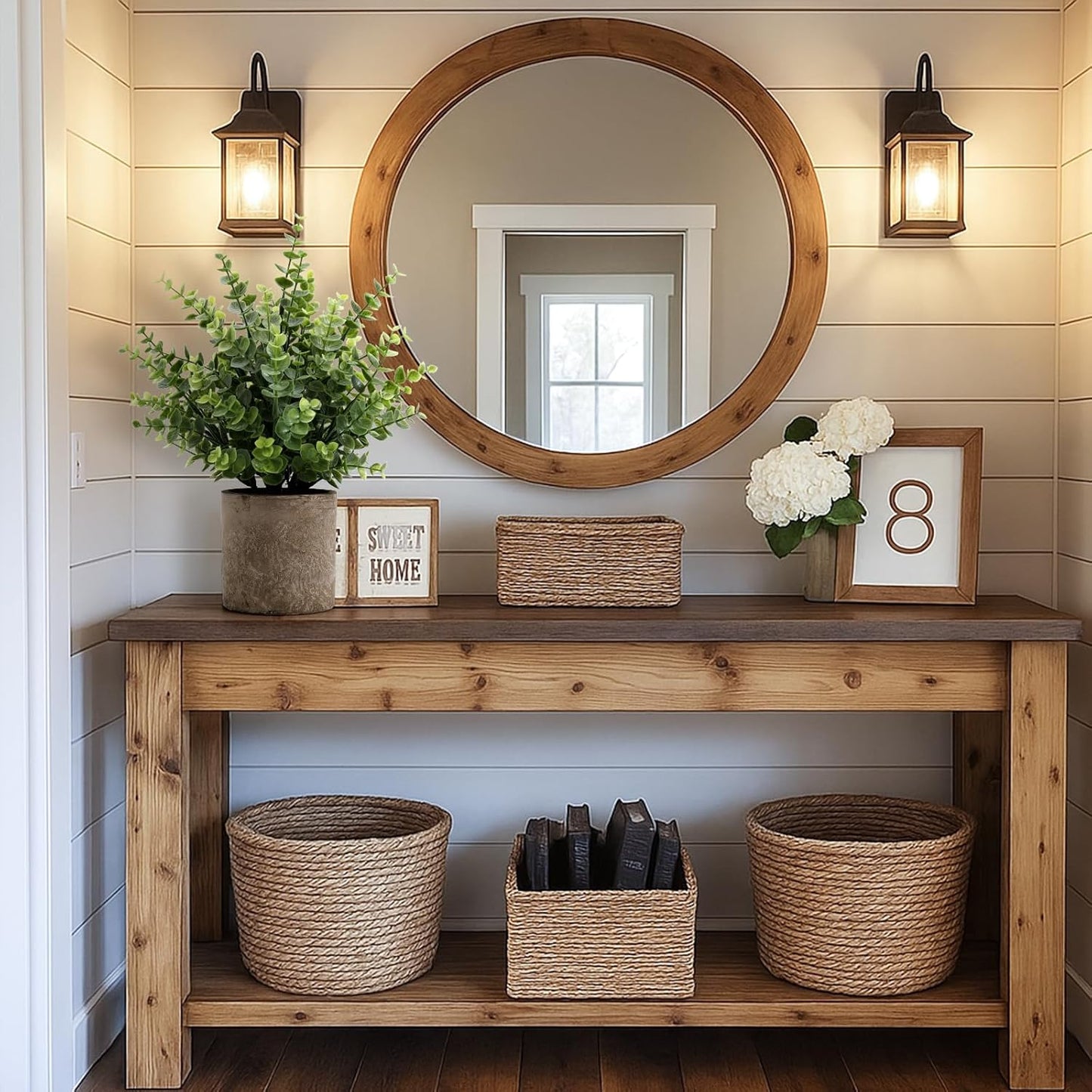 2 Pack Small Fake Plants 14" Eucalyptus Potted Artificial Plants for Shelf Desk Home Bathroom Farmhouse Room Coffee Table Decor (Sage Green-Large)