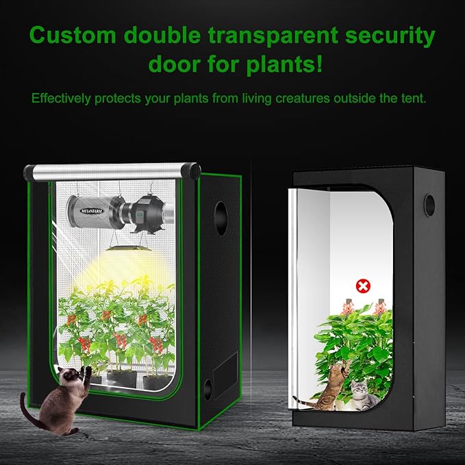 MELONFARM 4x2 Grow Tent, 48"x24"x60" Double Transparent Viewing Door Indoor Grow Tent, Growing Tent with High Reflective Mylar & Floor Tray, Plant Tent for Indoor Hydroponics Growing