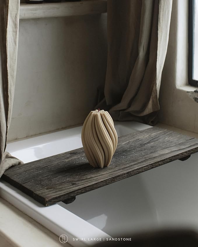 LAWA Swirl Candle - Large Beautiful Handmade Pillar Scented Soy Wax Twirl Elegant Bubble Aesthetic Candle Housewarming Gift Home Room Shelf Decor Idea Spiral Sandstone (Large)