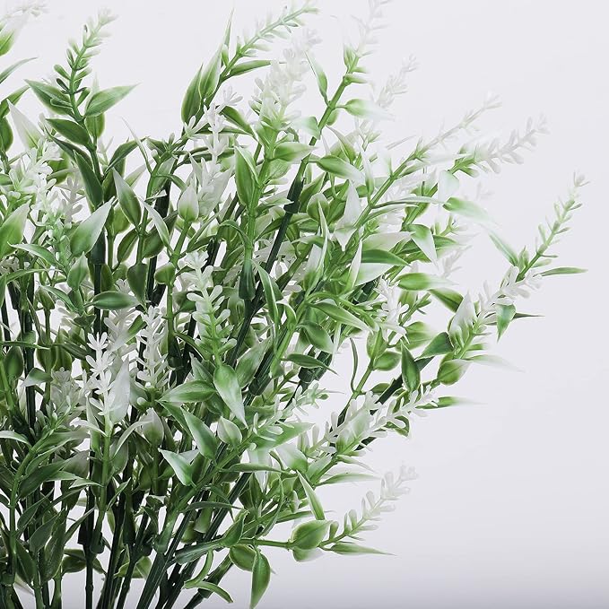 RECUTMS 36 Bundles Artificial Flowers for Outdoors, Artificial Plants UV Resistant Fake Flowers Greenery Faux Plants Outdoor for Decoration Outdoor Plants Hanging Planter Home Garden Decor(White)